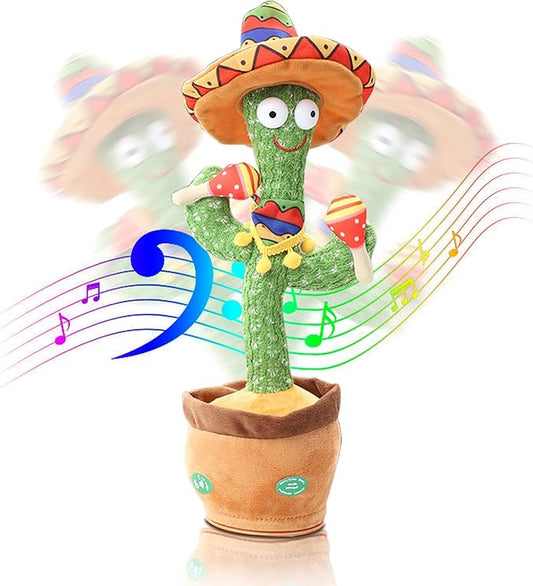 Dancing and Singing Cactus Toy - Repeat What You Said and Emit Colored Lights - USB Charging