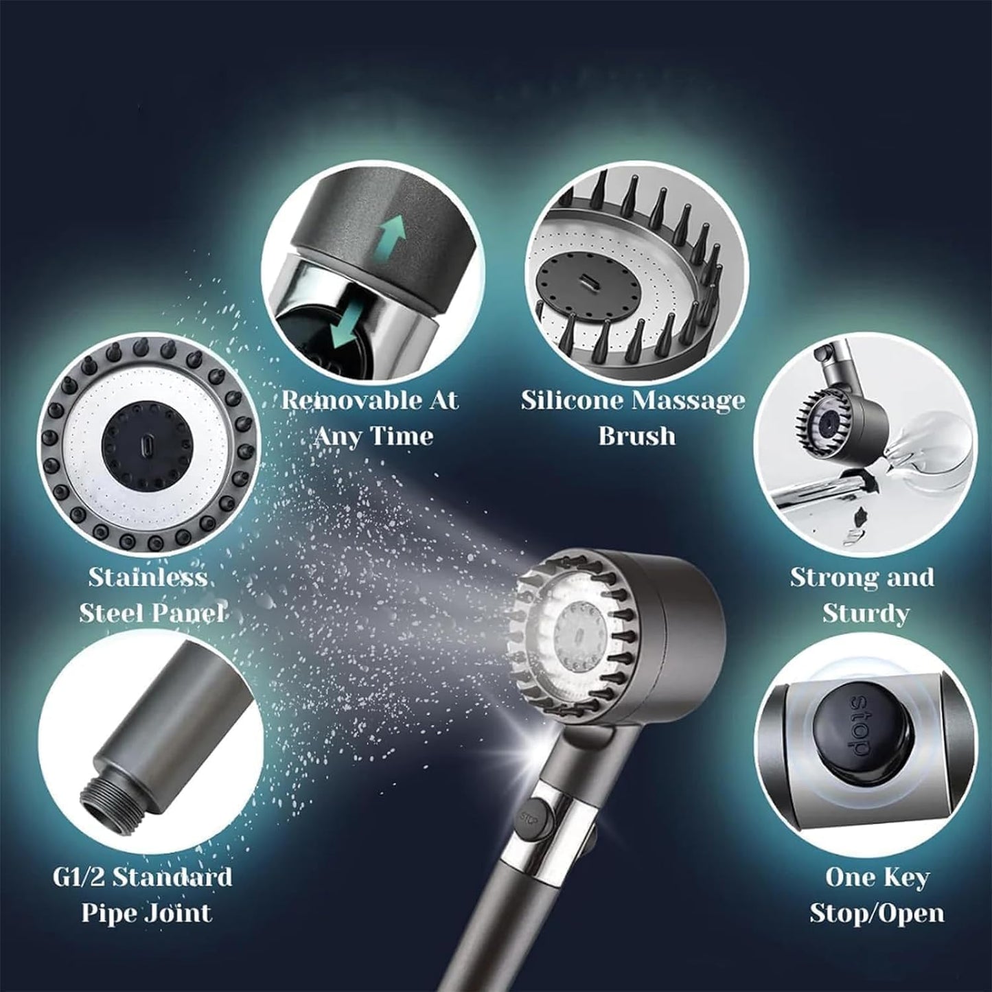 Ion Shower Drops Head Filtered Showerhead With Five Filters
