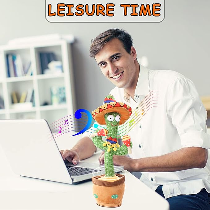 Dancing and Singing Cactus Toy - Repeat What You Said and Emit Colored Lights - USB Charging