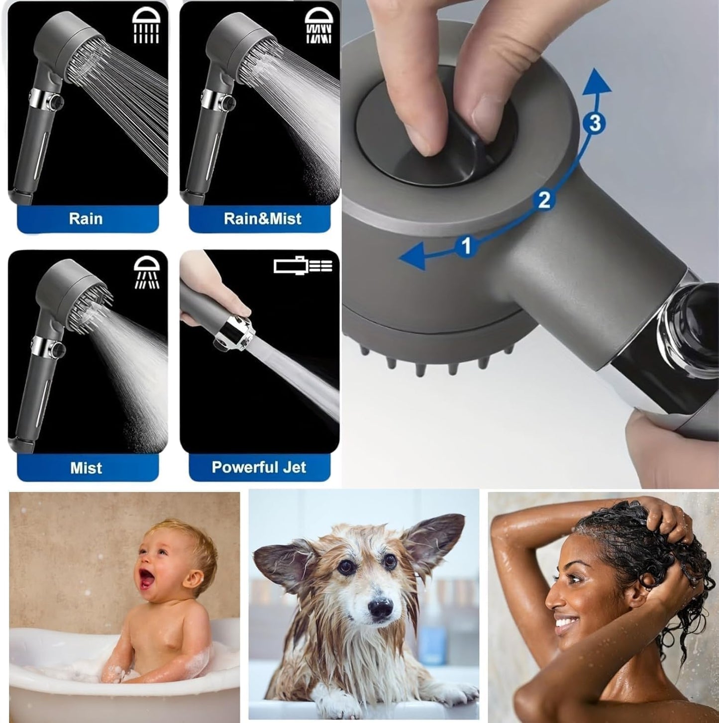 Ion Shower Drops Head Filtered Showerhead With Five Filters