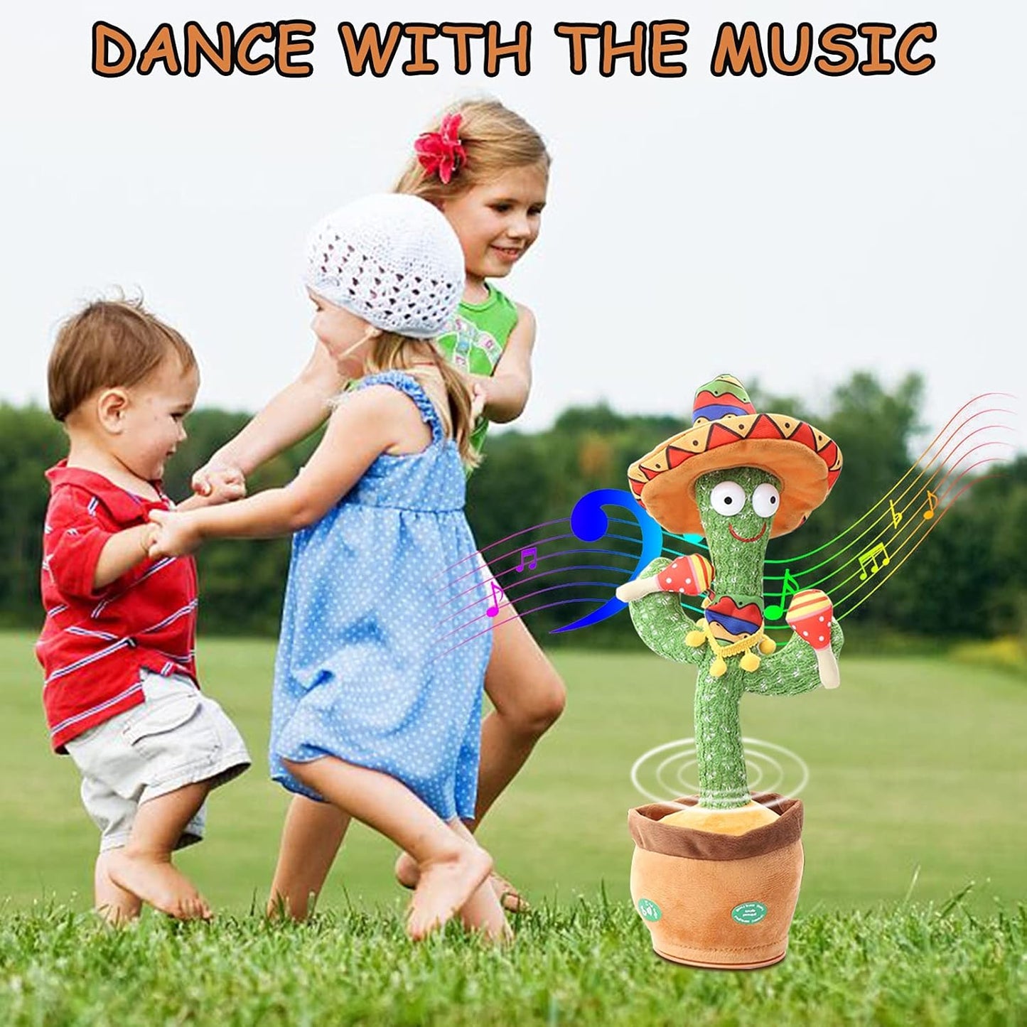 Dancing and Singing Cactus Toy - Repeat What You Said and Emit Colored Lights - USB Charging