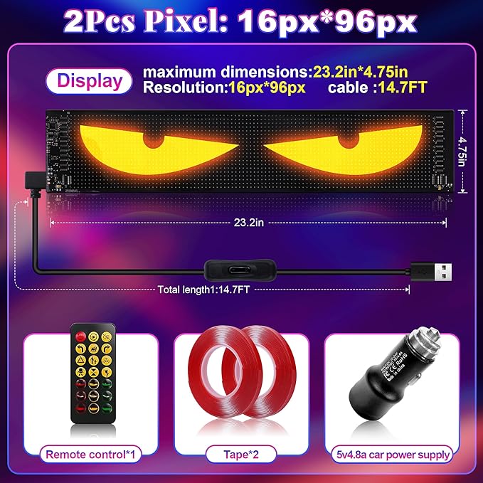 2PC Devil Eyes LED Light Strips for Cars/Trucks/SUVs