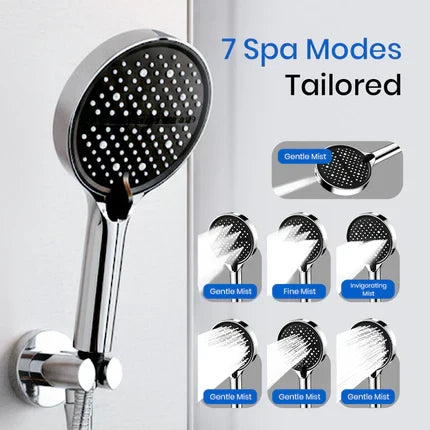 High pressure Silicone Rainfall Shower Head,7-Spray Mode