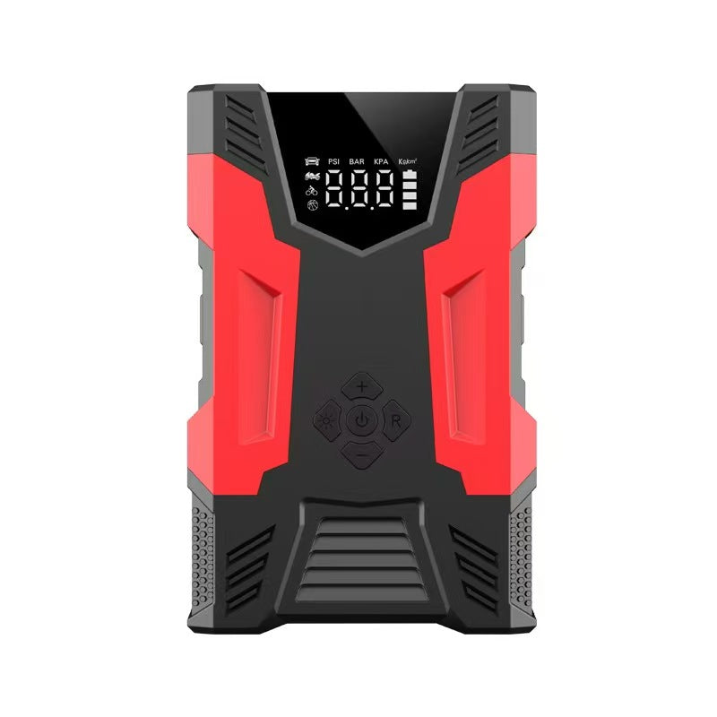 Emergency startup power supply, battery charger, air pump integrated device